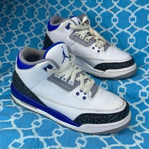 Nike Women’s size 8 Air Jordan 3 racer blue retro og Wmns cement grey sneakers